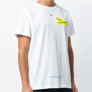 Off-White Tee Caution Tape Short Sleeve T-Shirt in White